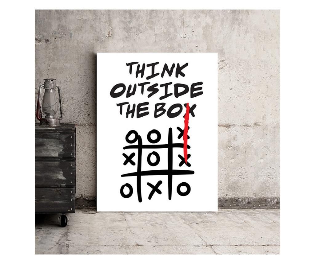 Tablou Motivational - Think Outside The Box (tic Tac Toe) 50x70 cm - DECOSTICK, Multicolor