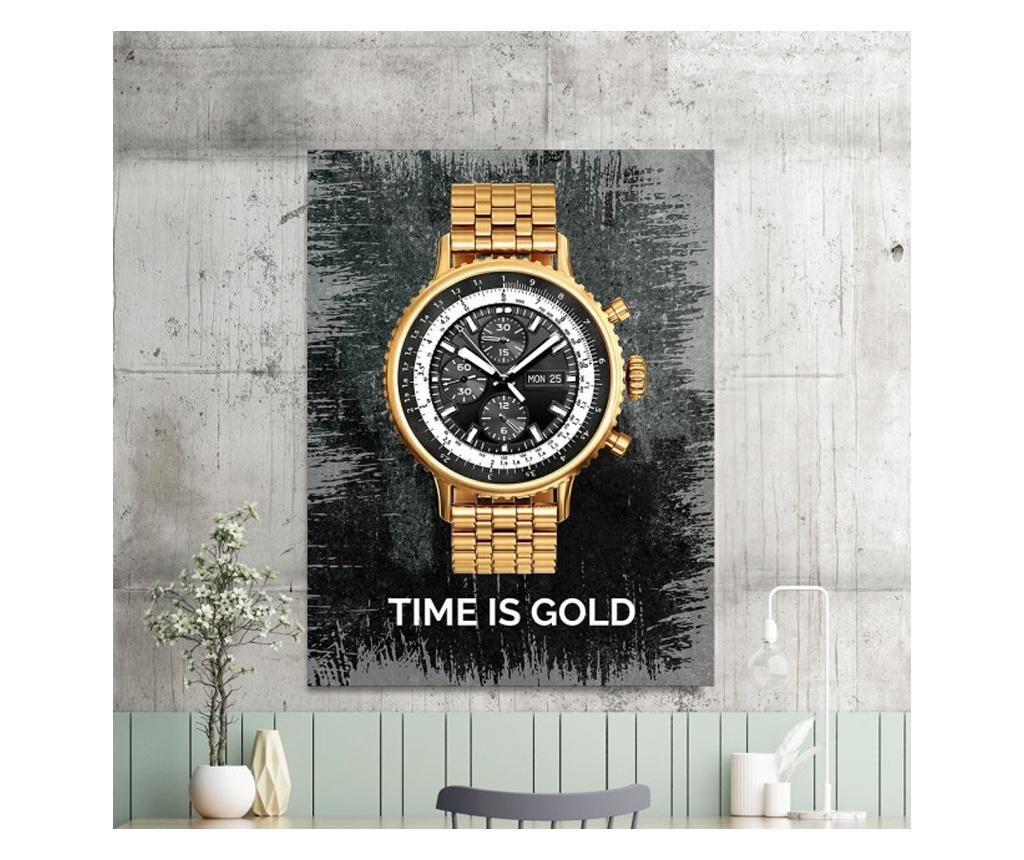 Tablou Motivational - Time Is Gold 50x70 cm - DECOSTICK, Multicolor