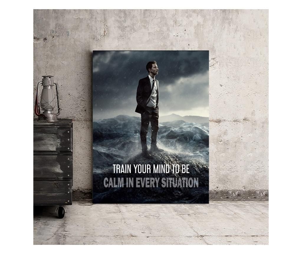Tablou Motivational - Train Your Mind To Be Calm 50x70 cm - DECOSTICK, Multicolor
