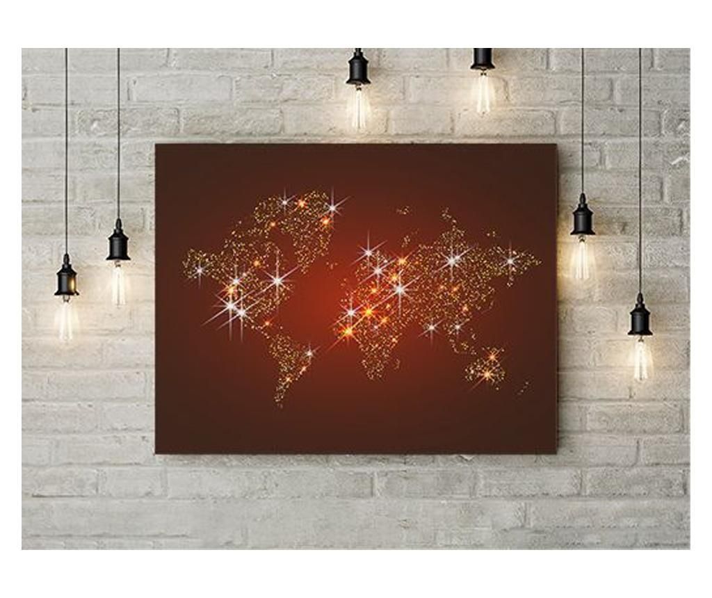 Tablou Canvas Shining Map 50x70 cm - DECOSTICK, Multicolor