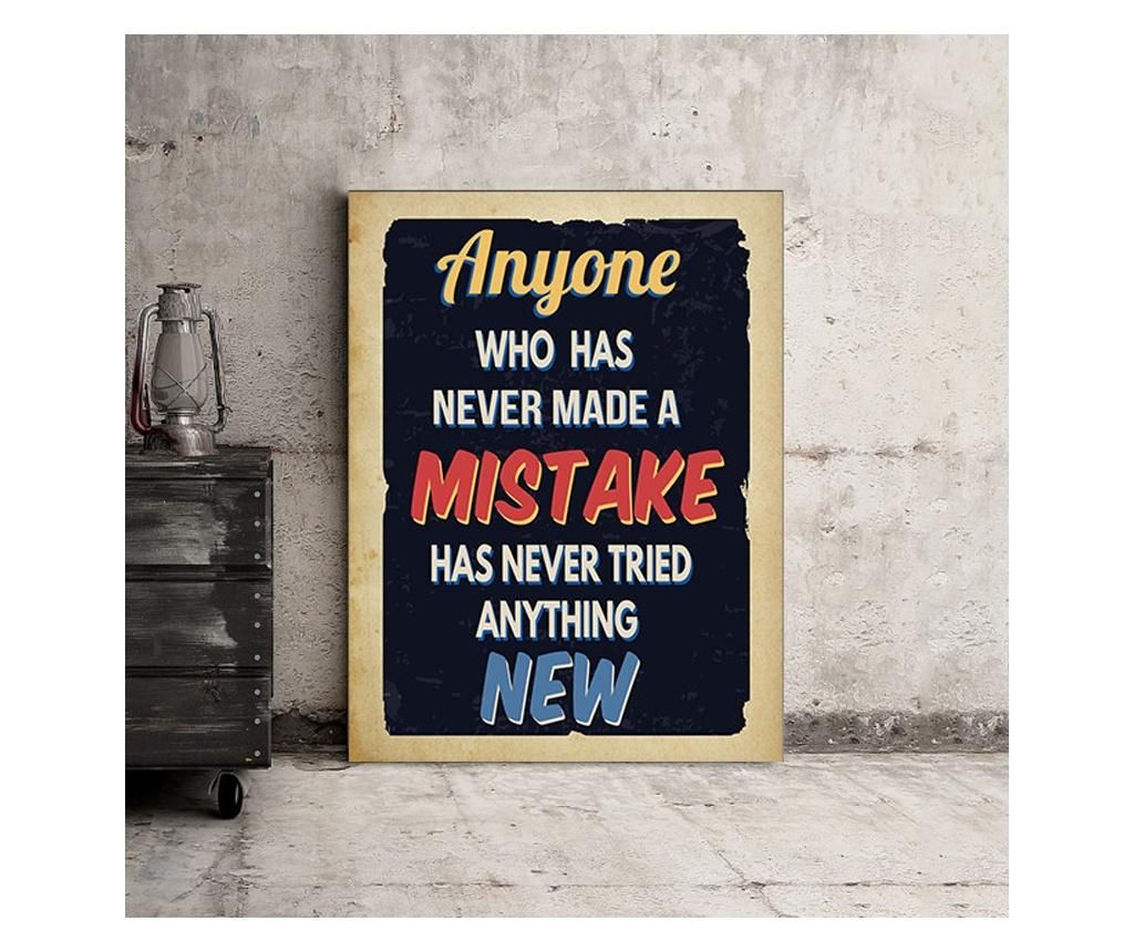 Tablou Motivational - Anyone Who Has Never Done A Mistake 50x70 cm - DECOSTICK, Multicolor