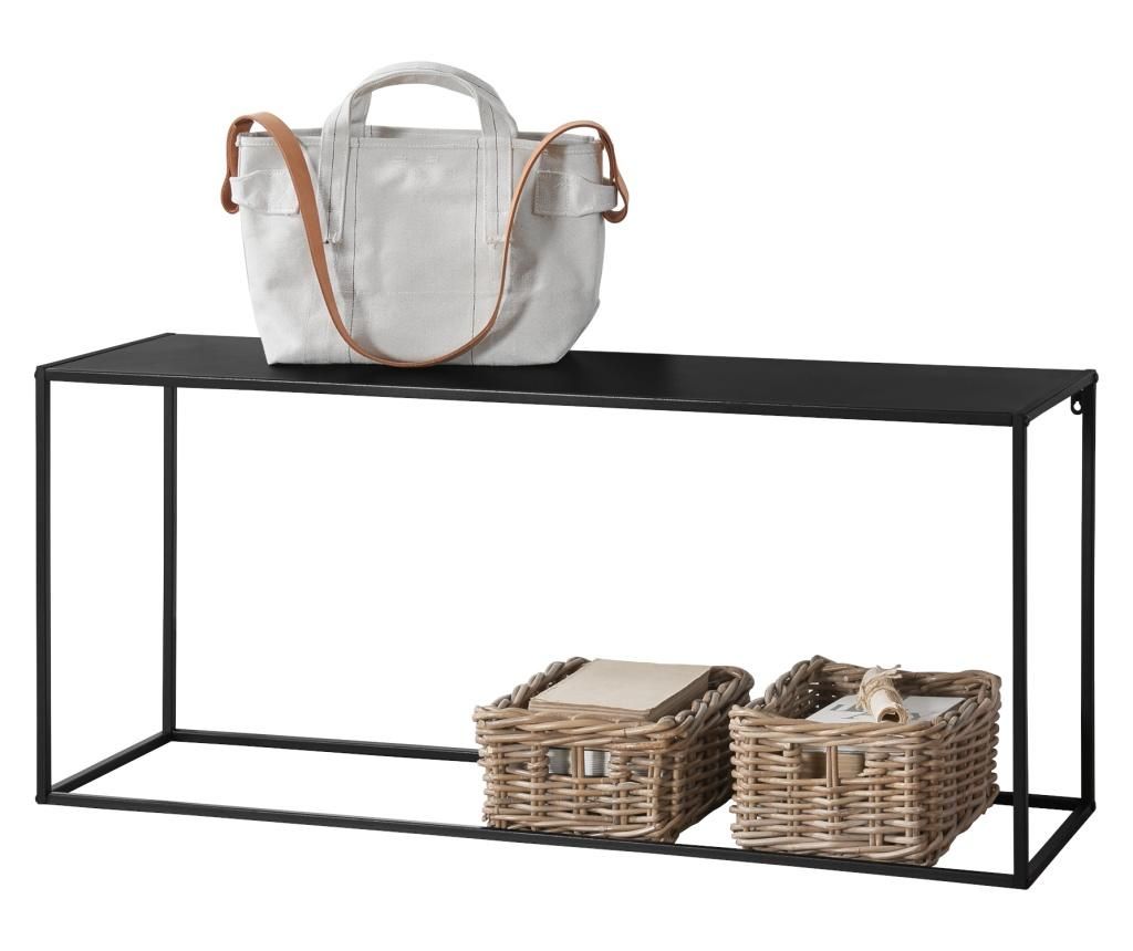 Masa Consola Cleo, 50 X 115 X 32 Cm, Metal, Negru Mat, Montabila Pe Perete - en.casa