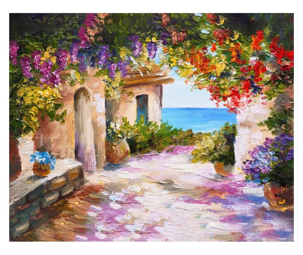 Tablou Canvas Efect Pictura - Bolta Cu Flori 30x40 cm - DECOSTICK, Multicolor