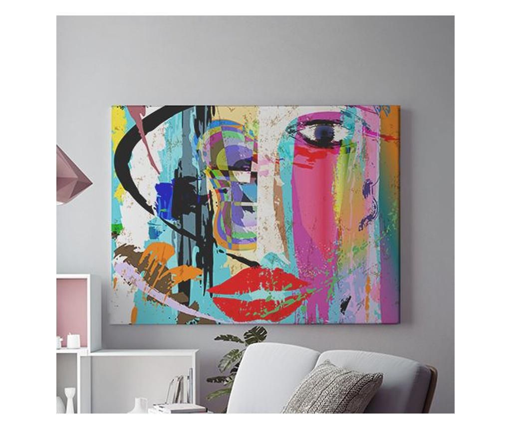 Tablou Canvas Abstract Face 30x40 cm - DECOSTICK, Multicolor
