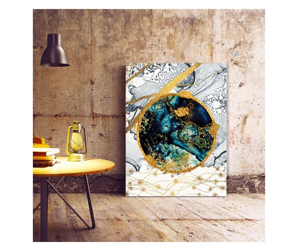 Tablou Canvas Abstract Blue Planet 90x120 cm - DECOSTICK, Multicolor