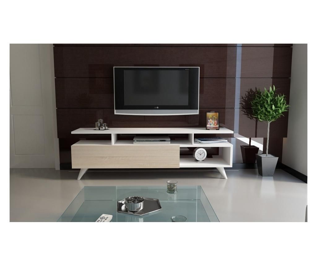 Comoda TV Gauge Concept, PAL, 120x30x47 cm, alb/sonoma - Gauge Concept, Alb