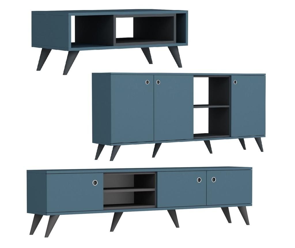 Set 3 piese de mobilier Gauge Concept, PAL – Gauge Concept, Albastru