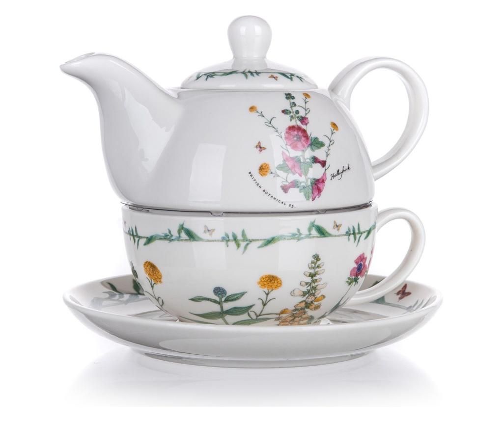 Set ceainic cu ceasca si farfurioara Banquet, Spring, ceramica, alb, 18x18x16 cm – Banquet, Alb Banquet imagine 2022