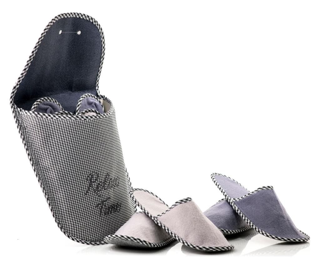 Set 4 perechi de papuci de casa unisex si suport – Evviva, Gri & Argintiu