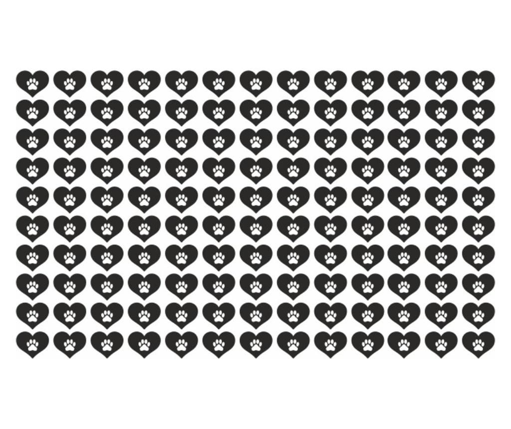 Sticker - Tapet Pentru Camera Copilului, Inimioare Cu Talpa De Caine, 117 X 70 Cm - ORACAL
