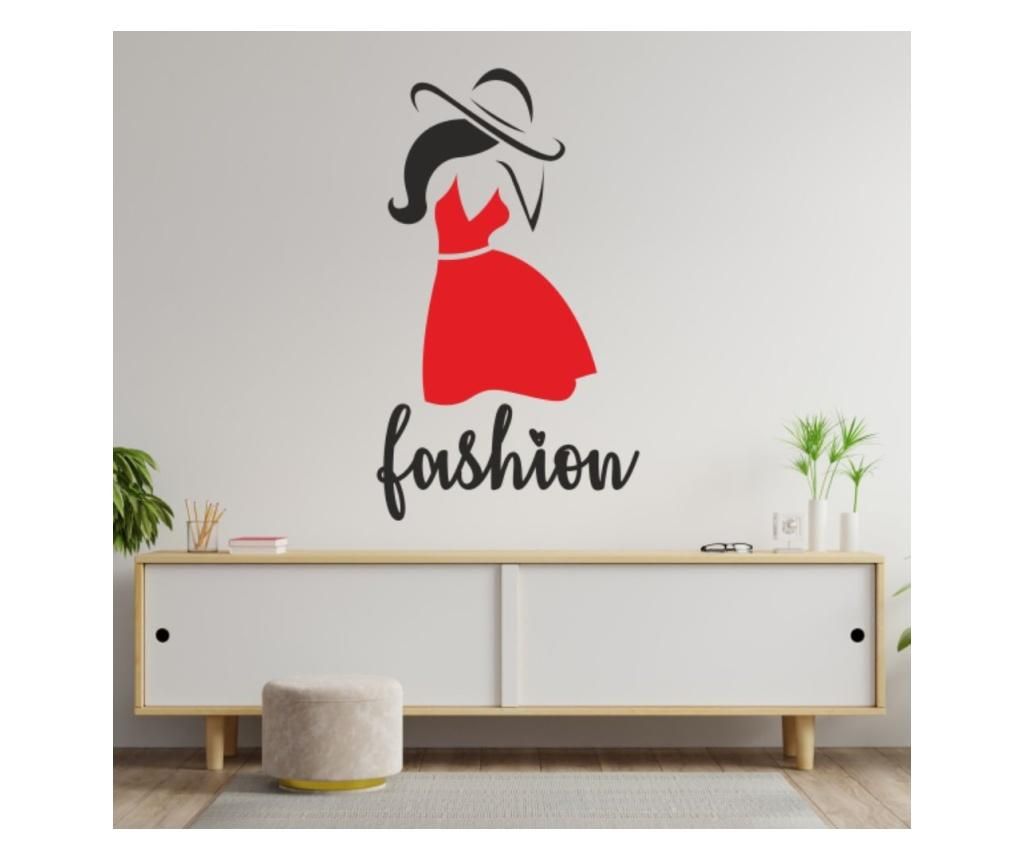 Sticker Decorativ, Autocolant Pentru Perete Living, Fata In Rochie Rosie, Fashion, 80 X 46 Cm - ORACAL