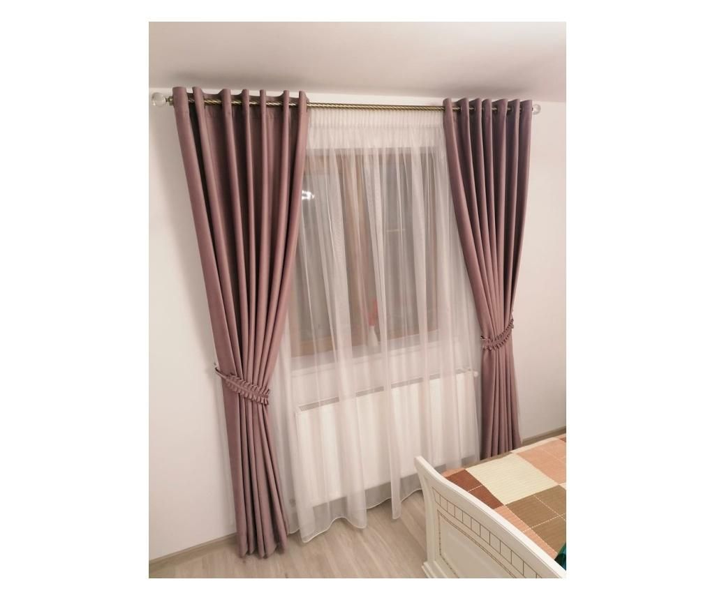 Set draperii din catifea cu inele auriu antic, Premium, 150x210 cm, densitate 700 g/mp, Roz pudra, 2 buc - FIVE STORE