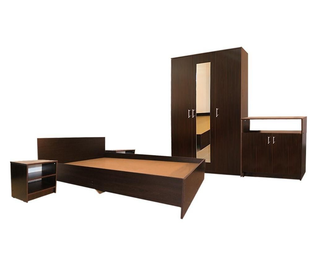 Set Dormitor Soft Wenge cu pat pentru saltea 140×200 cm – Spectral Mobila, Maro Spectral Mobila imagine 2022