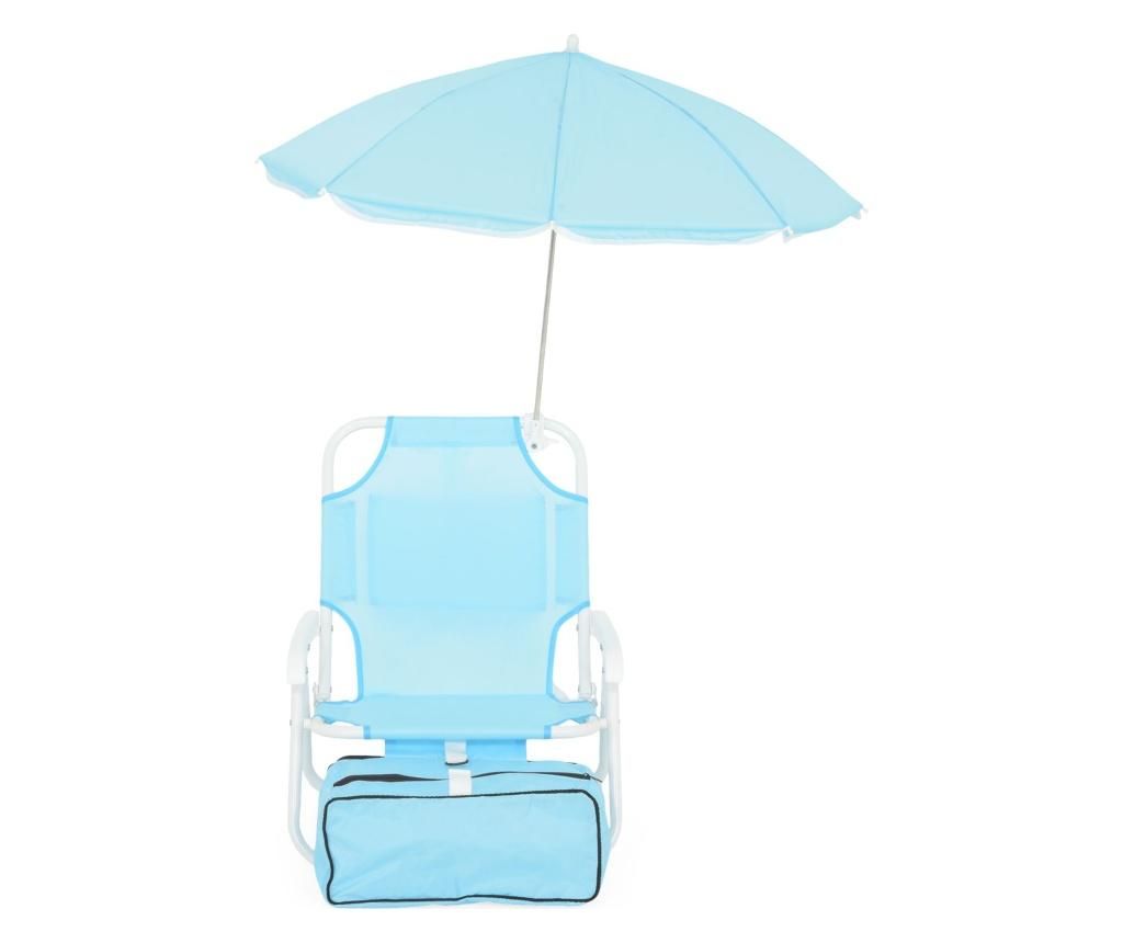 Set scaun de exterior pentru copii cu parasolar si geanta termica Beach - Maison Mex, Albastru