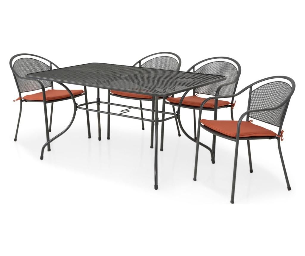Set masa de exterior cu 4 scaune Chayne – Maison Mex, Gri & Argintiu Maison Mex imagine 2022