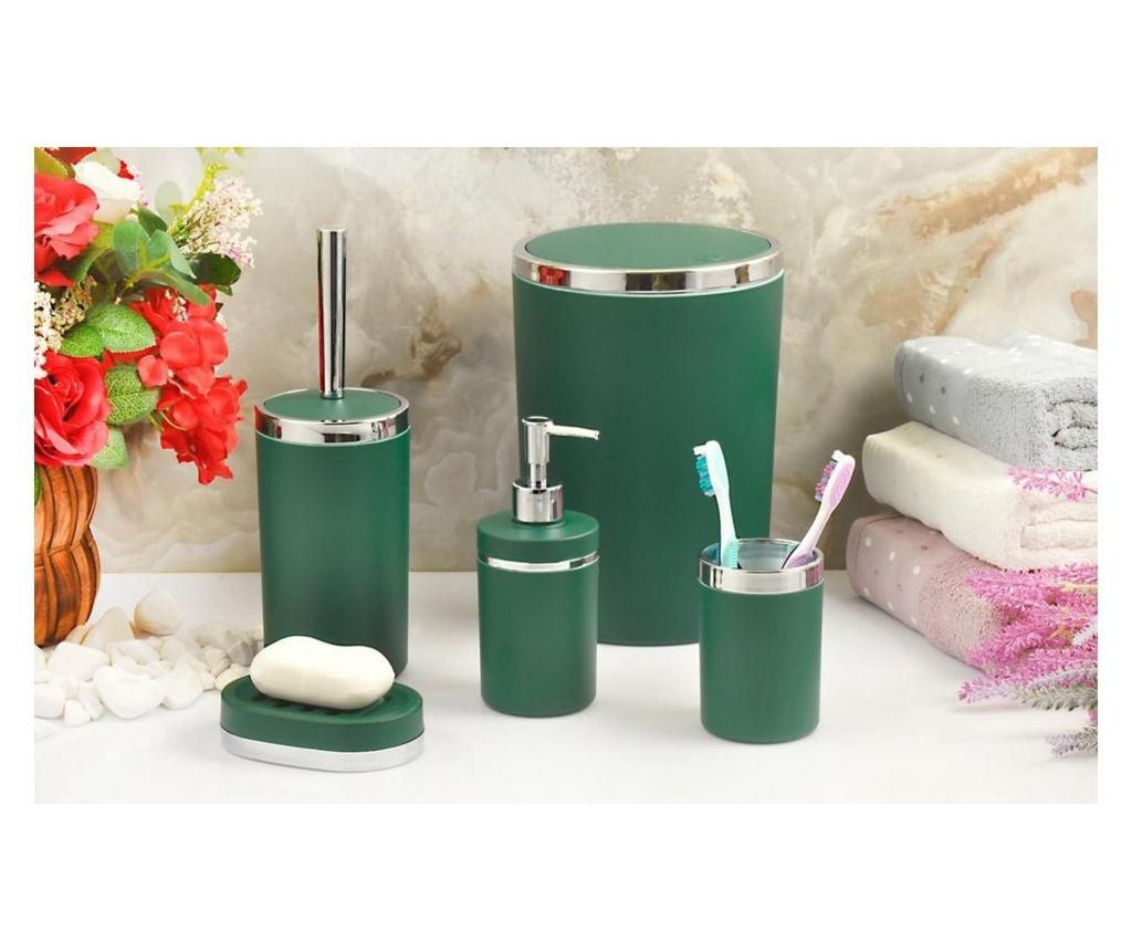 Set de baie 5 piese Oyo Home, acrilic, verde/argintiu - Oyo Home, Verde