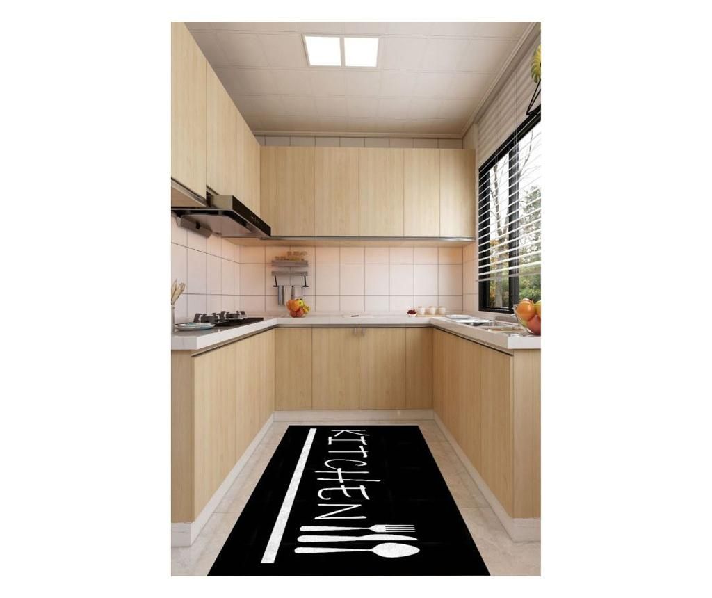 Covor Black Modern Kitchen 80x100 cm - Rizzoli, Negru