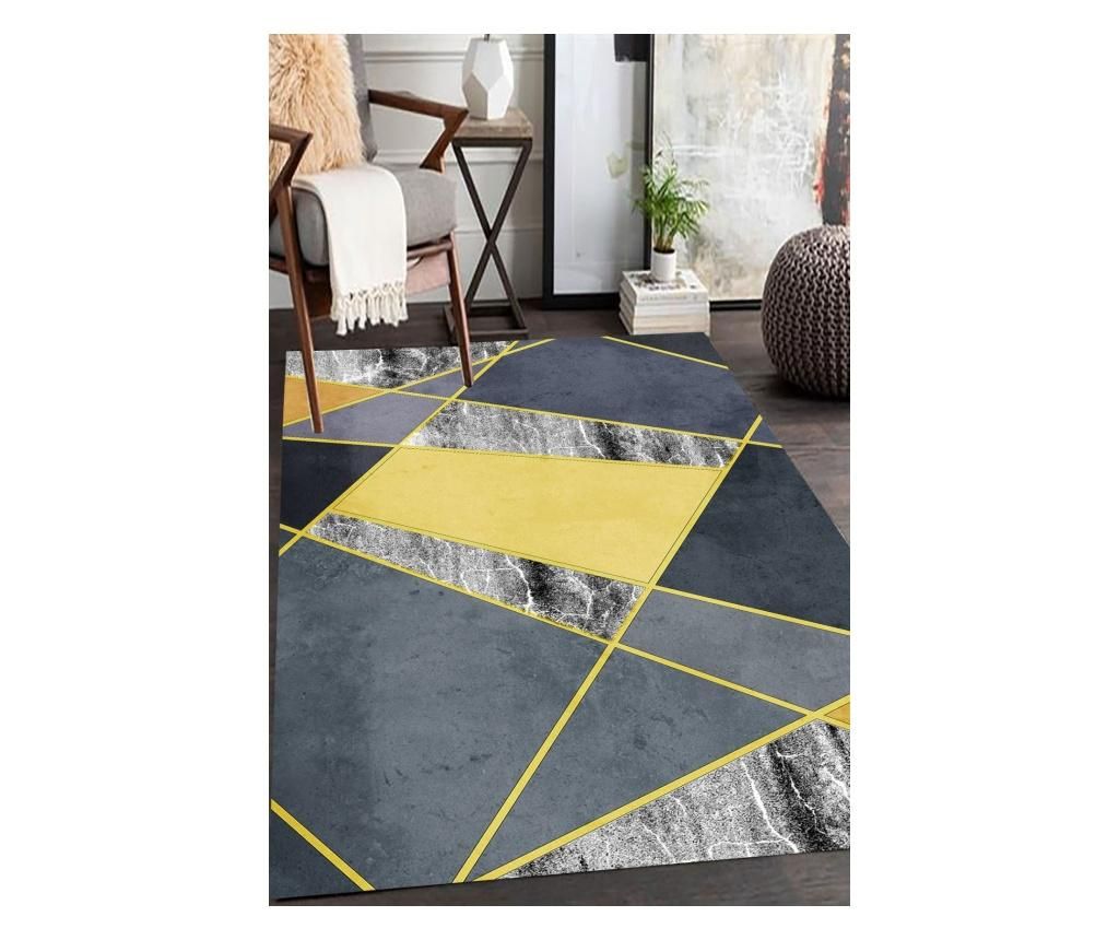 Covor Anthrasite Yellow Striped 80x100 cm - Rizzoli, Multicolor