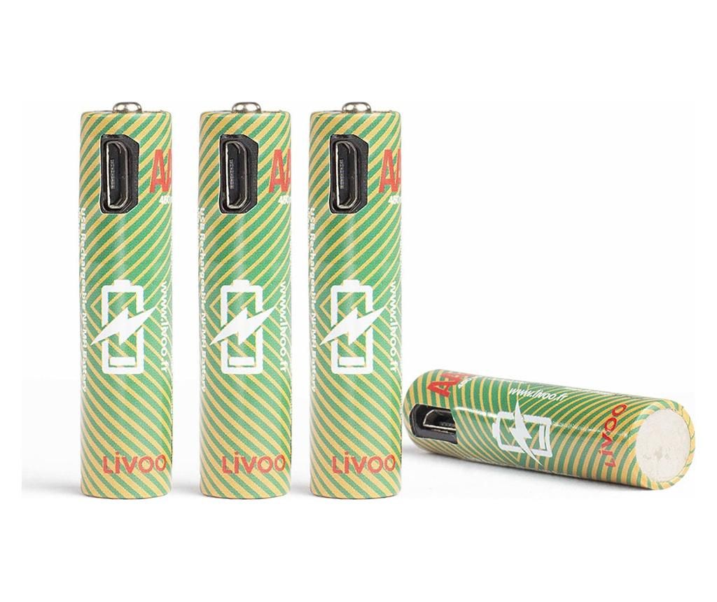 Set 4 baterii AAA reincarcabile – LIVOO, Verde