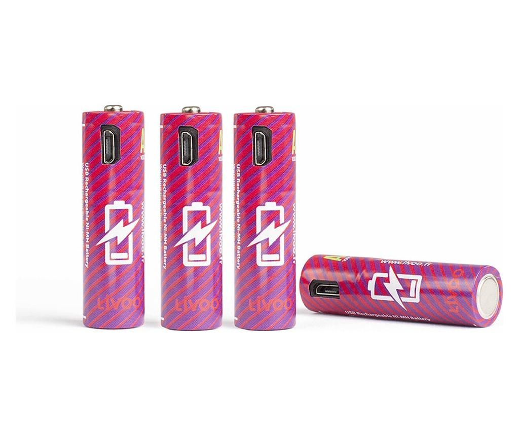 Set 4 baterii AA reincarcabile – LIVOO, Portocaliu