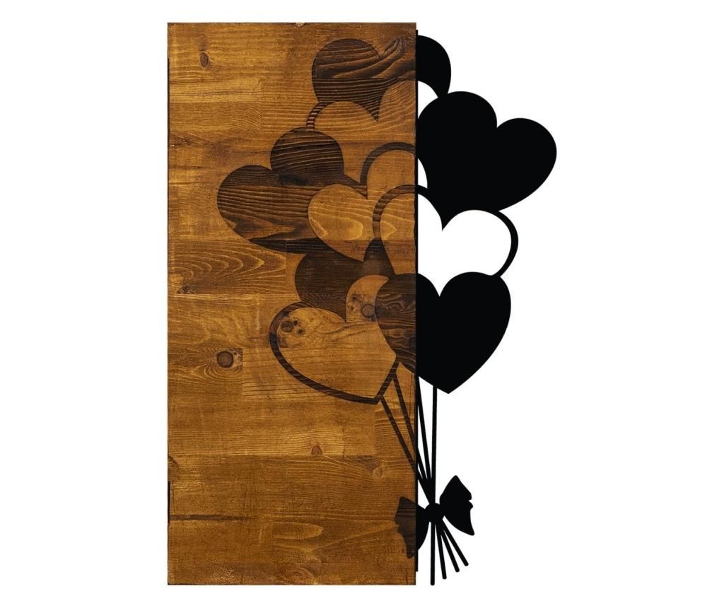 Decoratiune de perete Skyler, lemn, metal, 58×39 cm, maro nuc/negru – Skyler, Negru Skyler