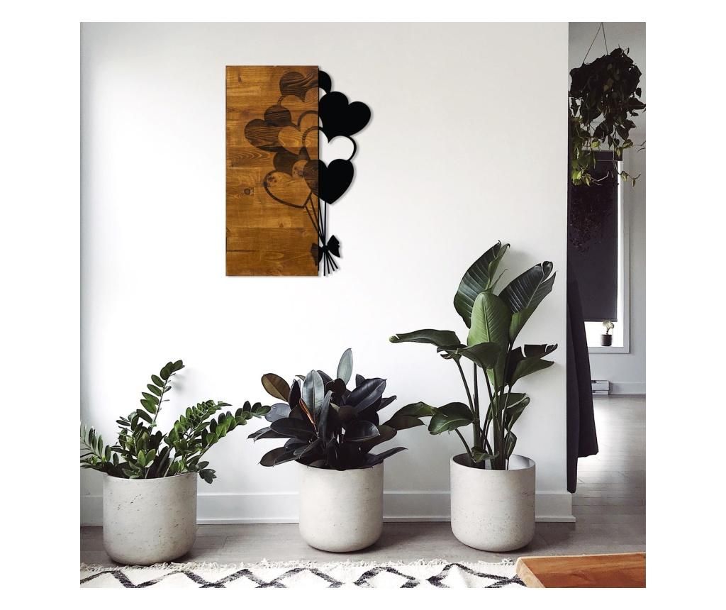 Decoratiune de perete Skyler, lemn, metal, 58x39 cm, maro nuc/negru - Skyler, Negru