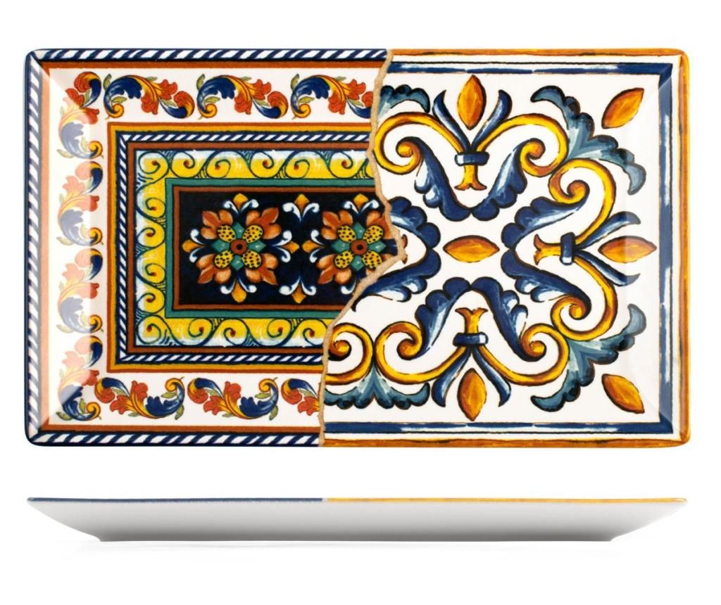 Set 6 platouri H&h, Positano, ceramica, 15x25 cm - H&H, Multicolor