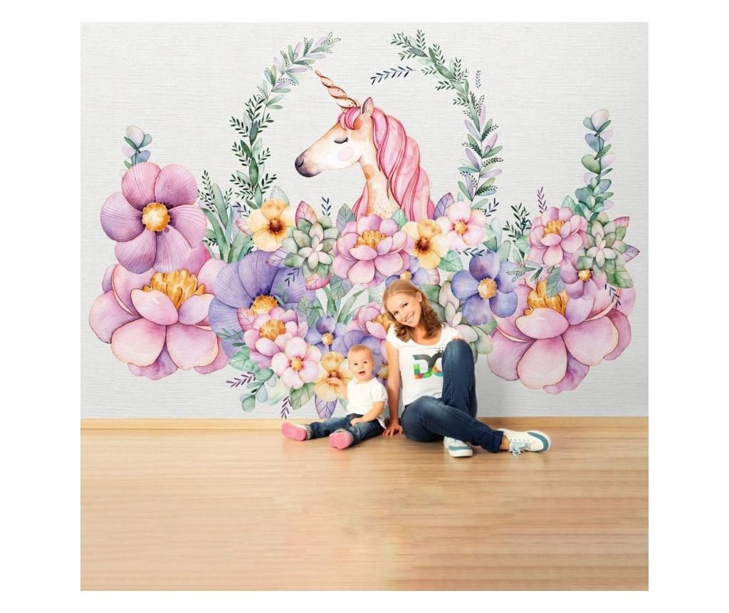Set 3 bucati de tapet Vavien Artwork, Kids Room with Unicorn Flower, hartie vinil imprimata, 91x260 cm - Vavien Artwork, Multicolor