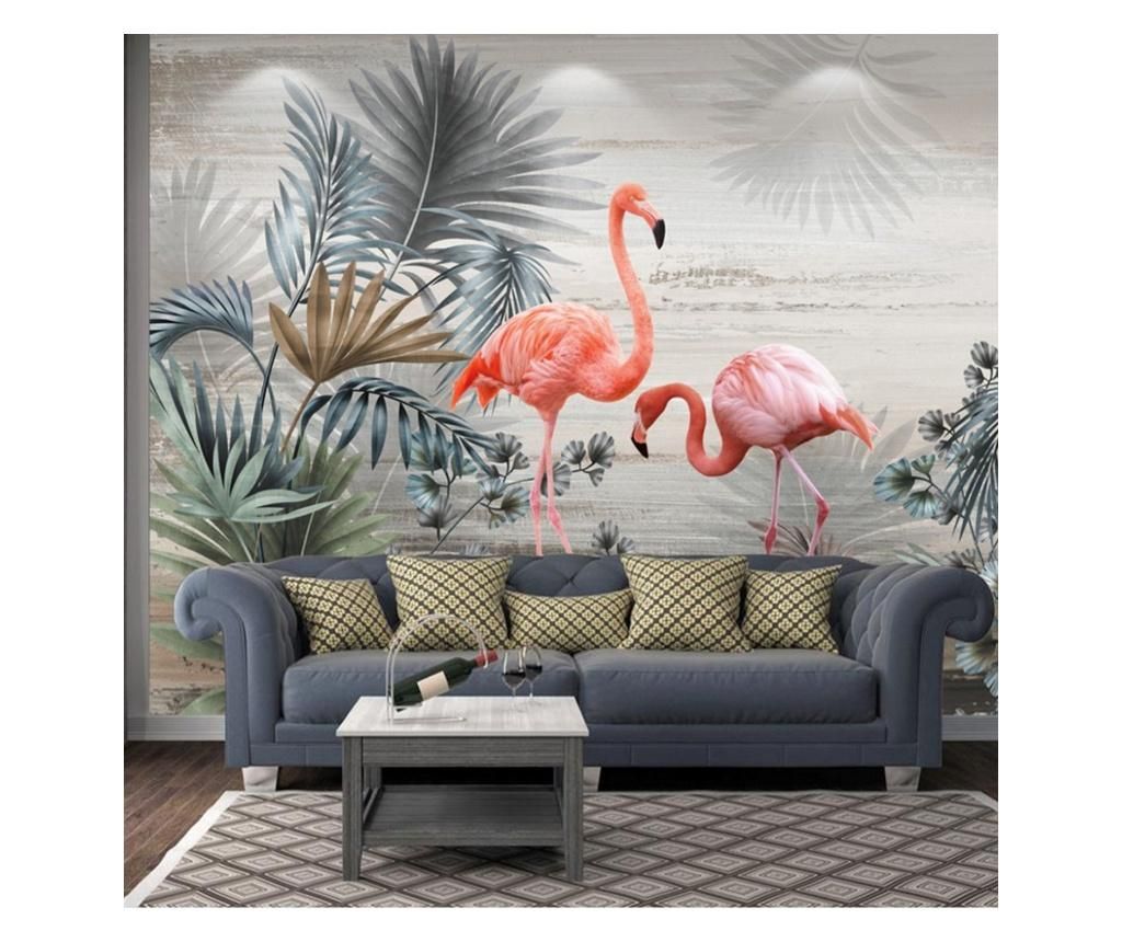 Set 2 bucati de tapet Vavien Artwork, Flamingos, hartie vinil imprimata, 91x125 cm - Vavien Artwork, Multicolor