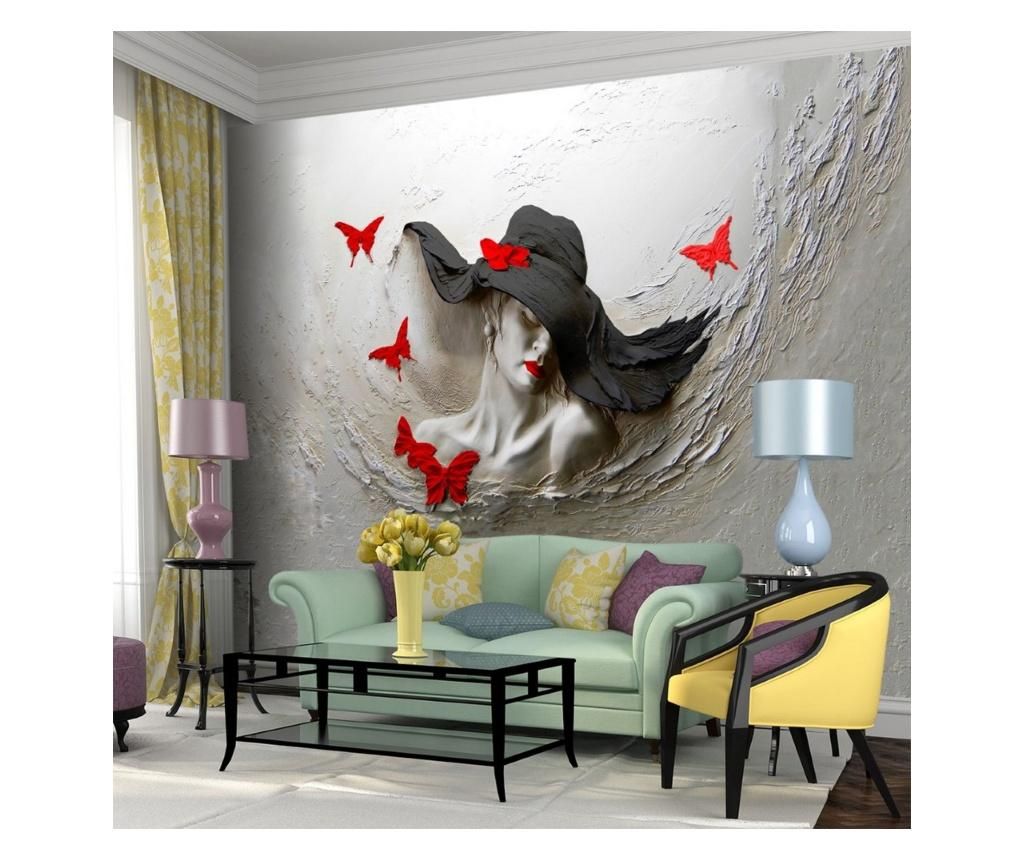 Set 4 bucati de tapet Vavien Artwork, Woman With Embossed Hat 3D Colorful, hartie vinil imprimata, 91x260 cm - Vavien Artwork, Multicolor