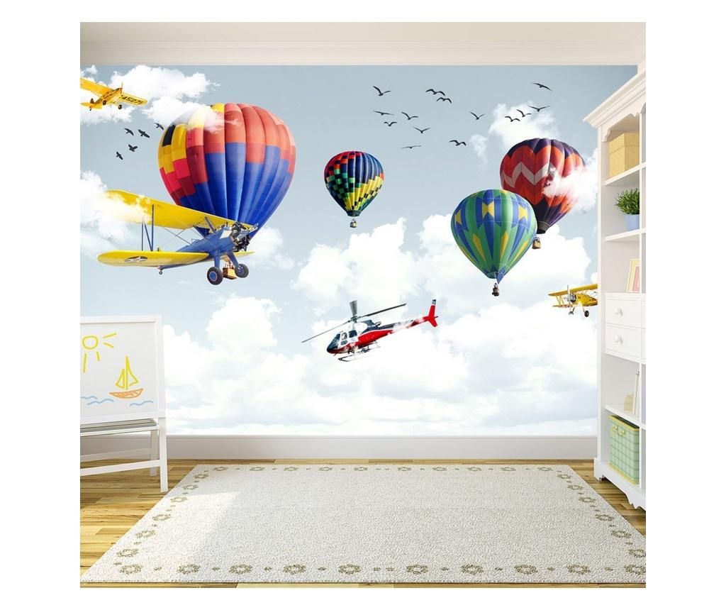 Set 2 bucati de tapet Vavien Artwork, Balloons Planes Kids Room, hartie vinil imprimata, 91x125 cm - Vavien Artwork, Multicolor