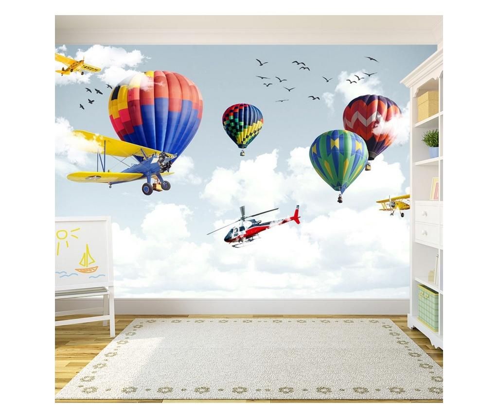 Set 3 bucati de tapet Vavien Artwork, Balloons Planes Kids Room, hartie vinil imprimata, 91x180 cm - Vavien Artwork, Multicolor