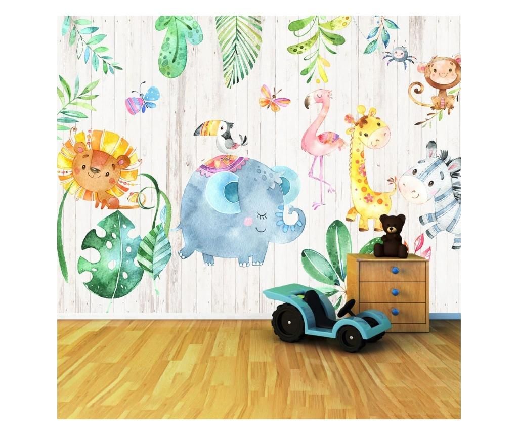 Set 2 bucati de tapet Vavien Artwork, Cute African Animals Kids Room, hartie vinil imprimata, 91x125 cm - Vavien Artwork, Multicolor