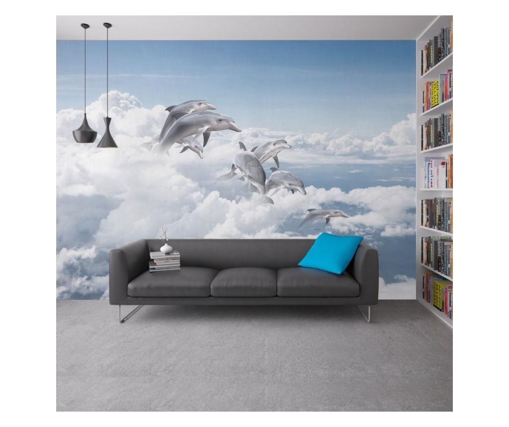 Set 4 bucati de tapet Vavien Artwork, Dolphins in the Sky, hartie vinil imprimata, 91x260 cm - Vavien Artwork, Multicolor