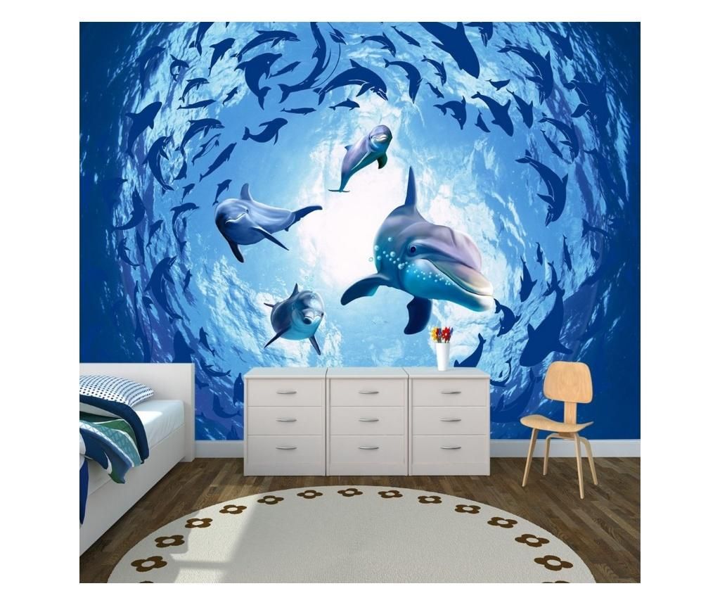 Set 2 bucati de tapet Vavien Artwork, Dolphins Underwater, hartie vinil imprimata, 91x125 cm - Vavien Artwork, Multicolor
