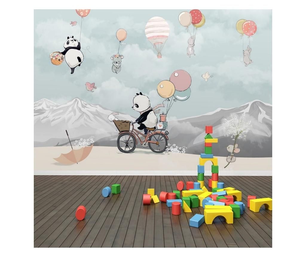 Set 3 bucati de tapet Vavien Artwork, Panda Child Room with Bicycle, hartie vinil imprimata, 91x180 cm - Vavien Artwork, Multicolor