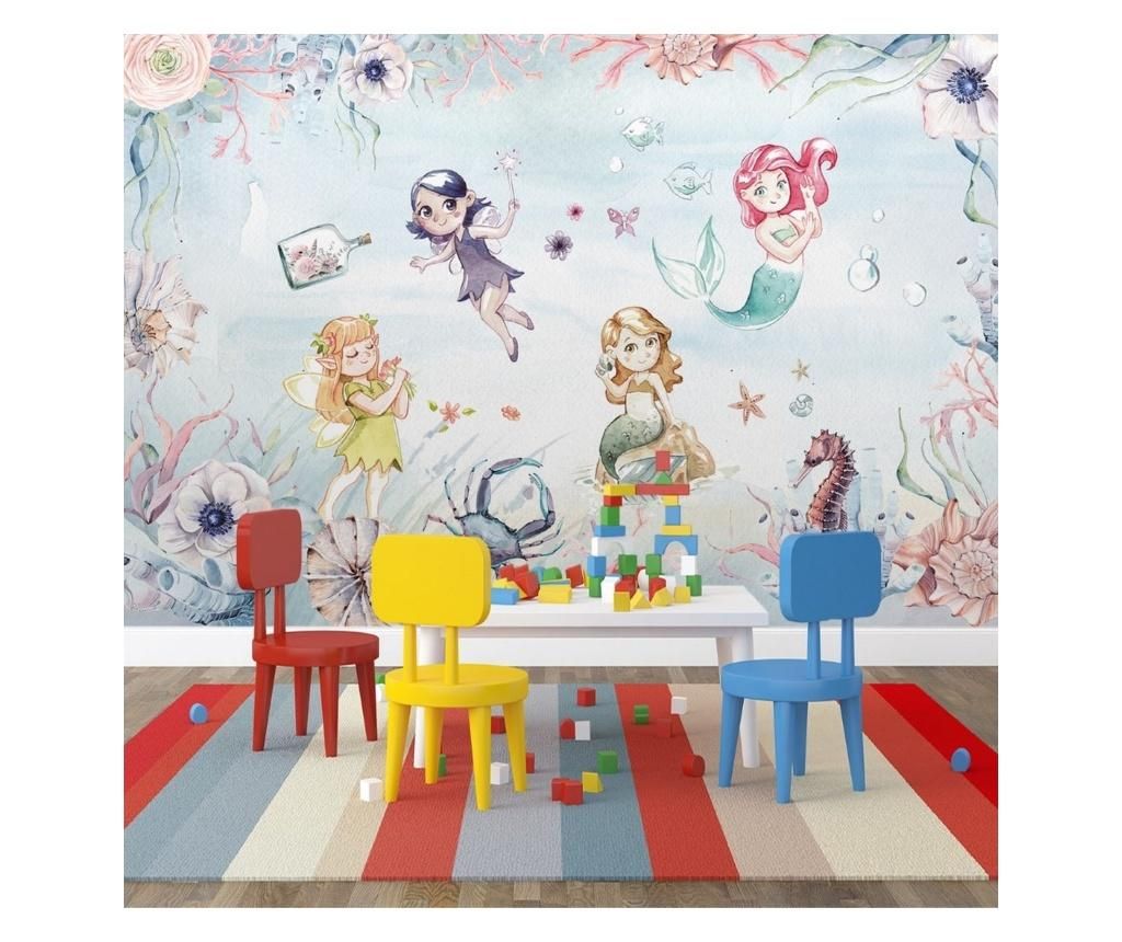 Set 2 bucati de tapet Vavien Artwork, Mermaid and Fairies Kids Room, hartie vinil imprimata, 91x125 cm - Vavien Artwork, Multicolor