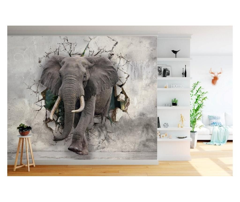 Set 3 bucati de tapet Vavien Artwork, Elephant Coming Out of the Wall, hartie vinil imprimata, 91x180 cm - Vavien Artwork, Multicolor