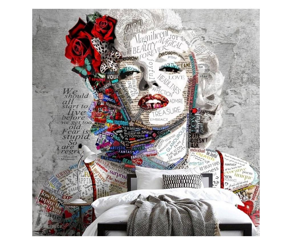 Set 2 bucati de tapet Vavien Artwork, Marilyn Monroe Design Graffiti, hartie vinil imprimata, 91x125 cm - Vavien Artwork, Multicolor