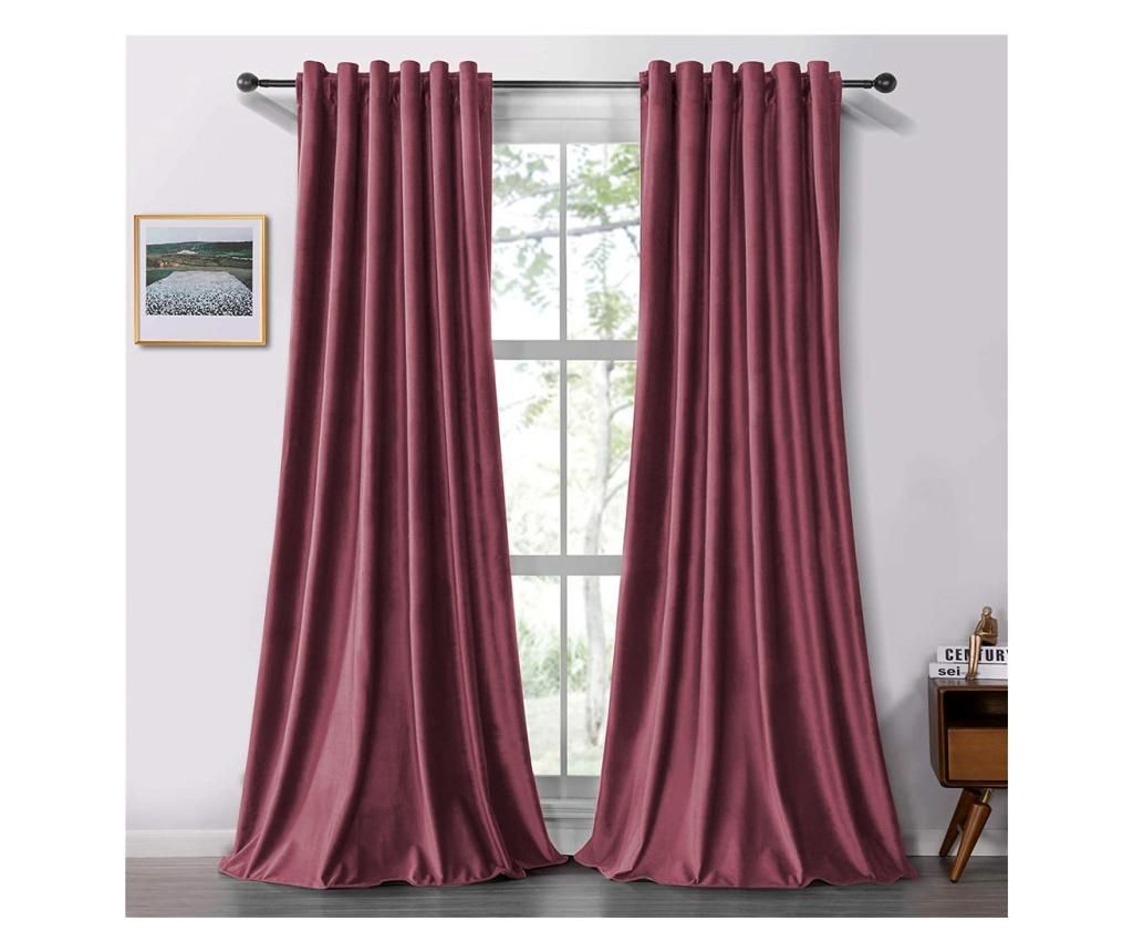 Set draperii soft cu rejansa transparenta cu ate pentru galerie, Super, 150x260 cm, densitate 200 g/mp, Roz, 2 buc - FIVE STORE