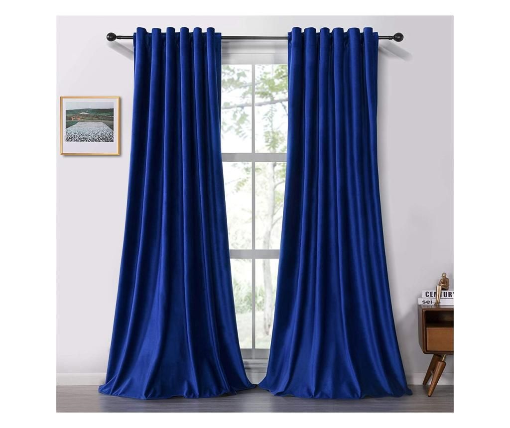 Set draperii soft cu rejansa transparenta cu ate pentru galerie, Super, 200x250 cm, densitate 200 g/mp, Albastru, 2 buc - FIVE STORE