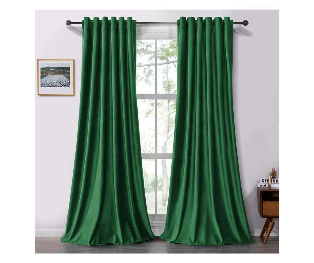 Set draperii soft cu rejansa transparenta cu ate pentru galerie, Super, 150x230 cm, densitate 200 g/mp, Verde, 2 buc - FIVE STORE