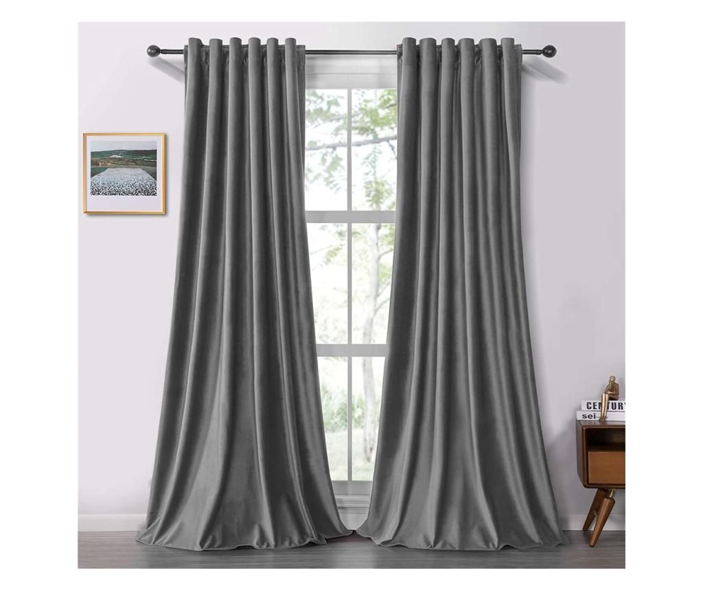 Set draperii soft cu rejansa transparenta cu ate pentru galerie, Super, 150x230 cm, densitate 200 g/mp, Gri, 2 buc - FIVE STORE