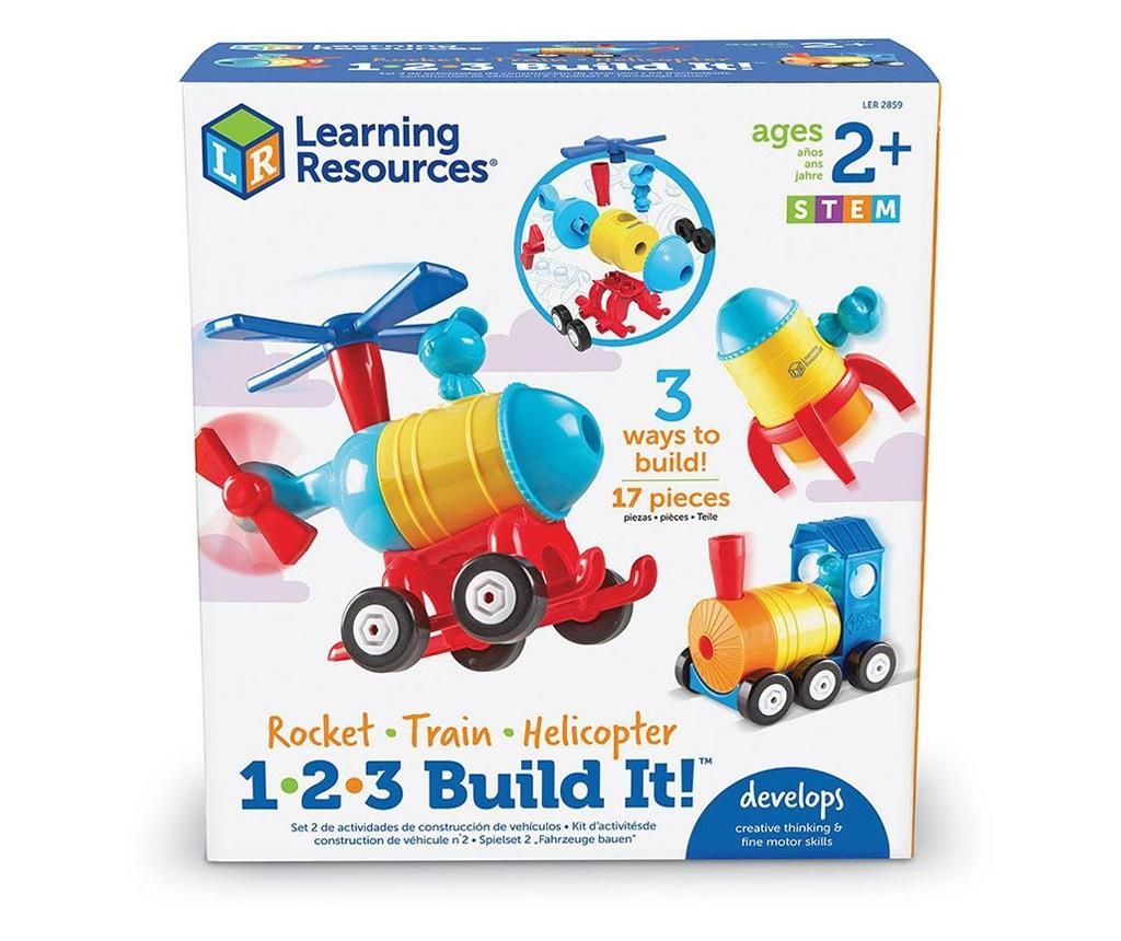 1-2-3 Construieste - Tren racheta-elicopter, Learning Resources, LER 2859 - Learning Resources