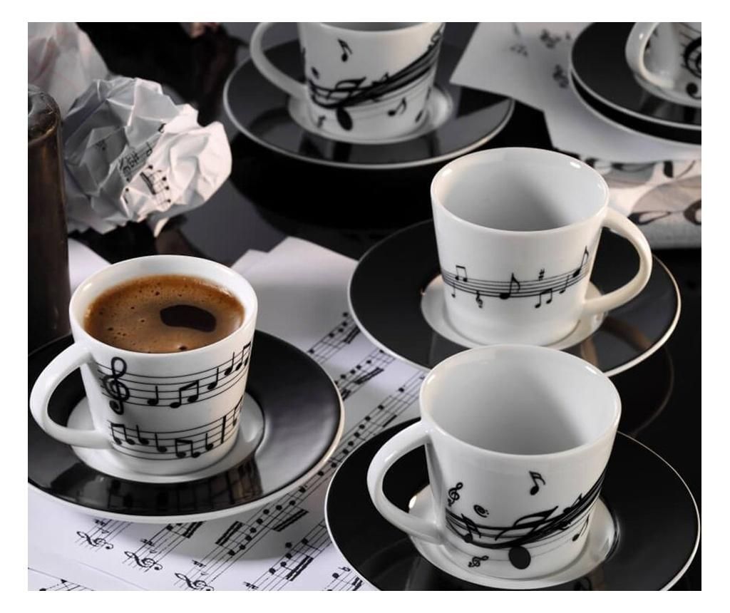 Set 6 cesti si 6 farfurioare pentru cafea – Kütahya Porselen, Negru Kütahya Porselen