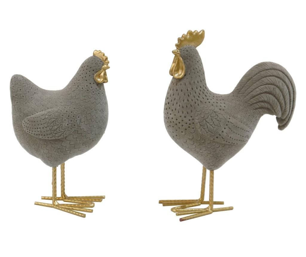Set 2 decoratiuni Chicken And Hen – EWAX, Crem