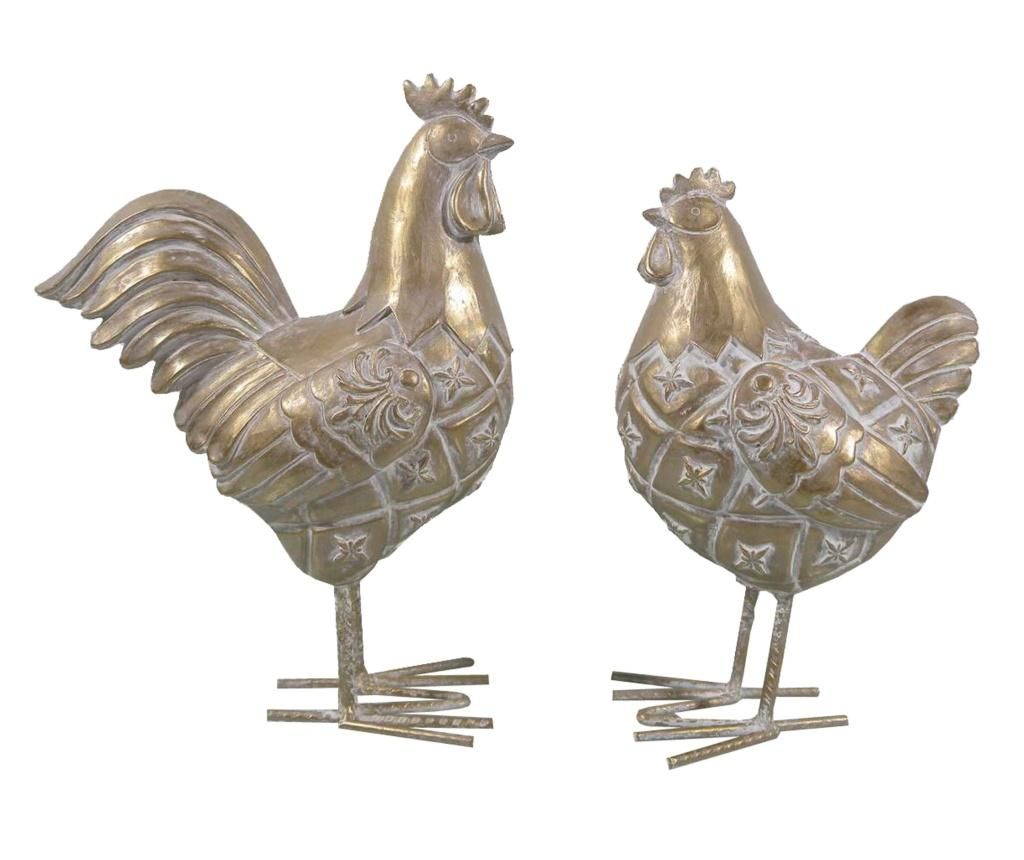 Set 2 decoratiuni Ewax, Chicken And Hen, polirasina, 13×8 cm – EWAX, Crem EWAX pret redus