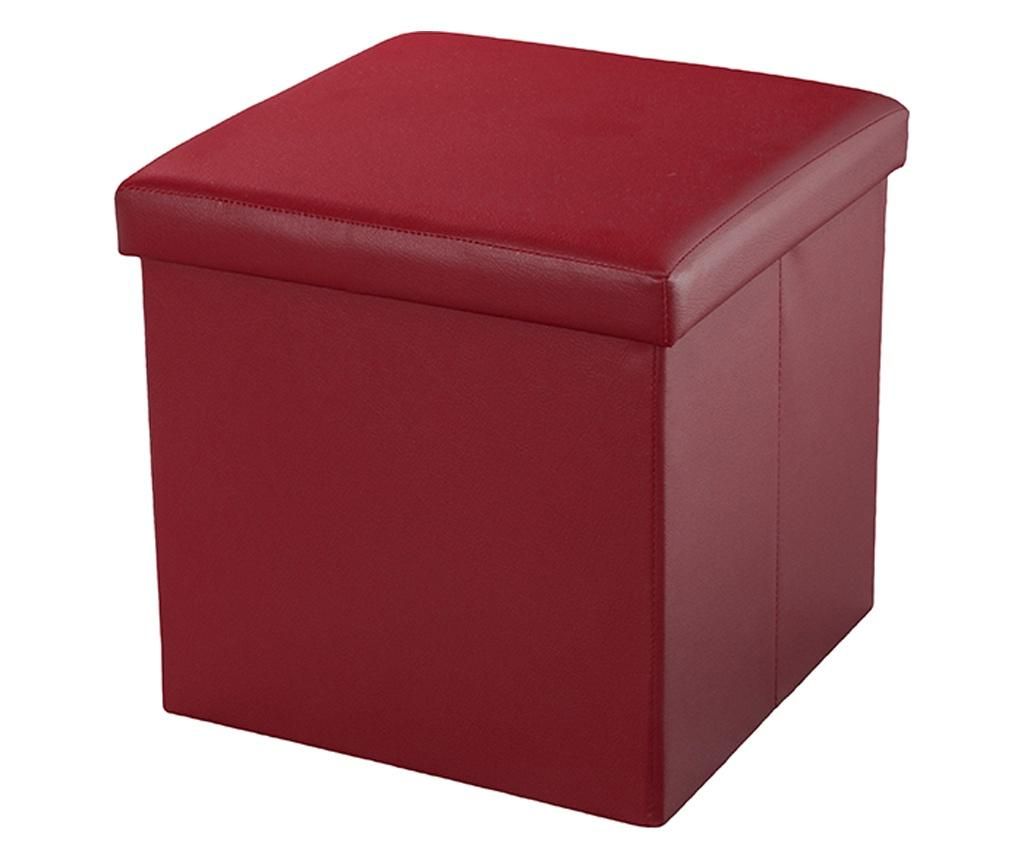 Taburet cu spatiu de depozitare Muhler, Ottoman Red, 38x38x38 cm - Muhler, Rosu