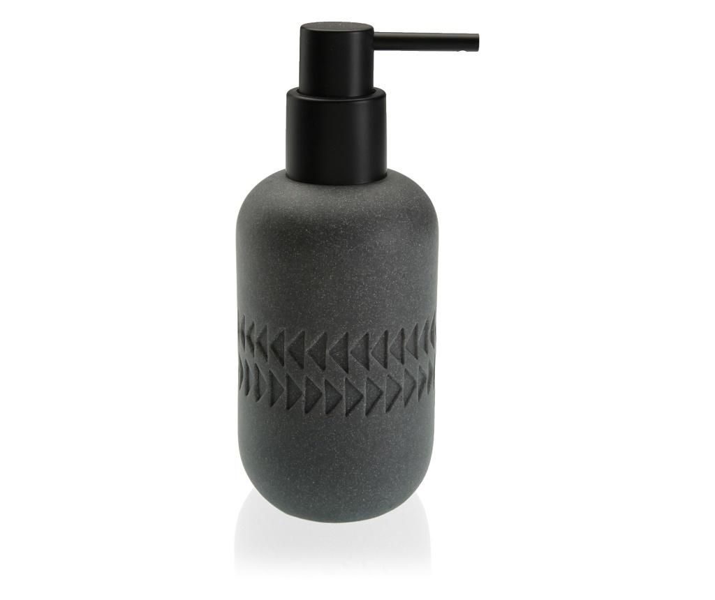 Dispenser pentru sapun lichid Versa, ceramica, 7x7x18 cm – Versa, Gri & Argintiu Versa
