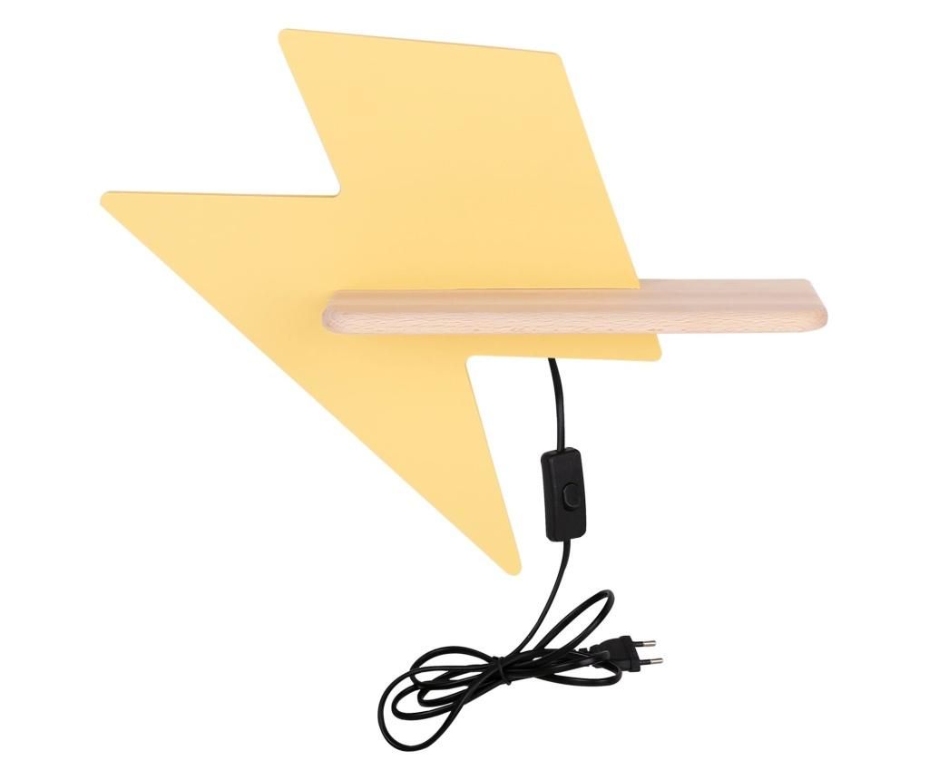 Aplica de perete pentru copii Candellux Lighting Sp. Z O. O., Lightning Kids, lemn, LED, max. 4 W, 40x12x31 cm - Candellux Lighting Sp. Z o. o., Galben & Auriu